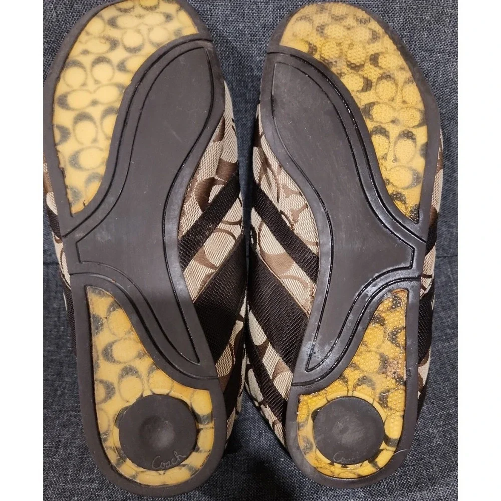 Vintage Y2K Coach Henrietta Brown Signature C Jacquard Suede Sneakers Womens 8 M - Picture 9 of 9